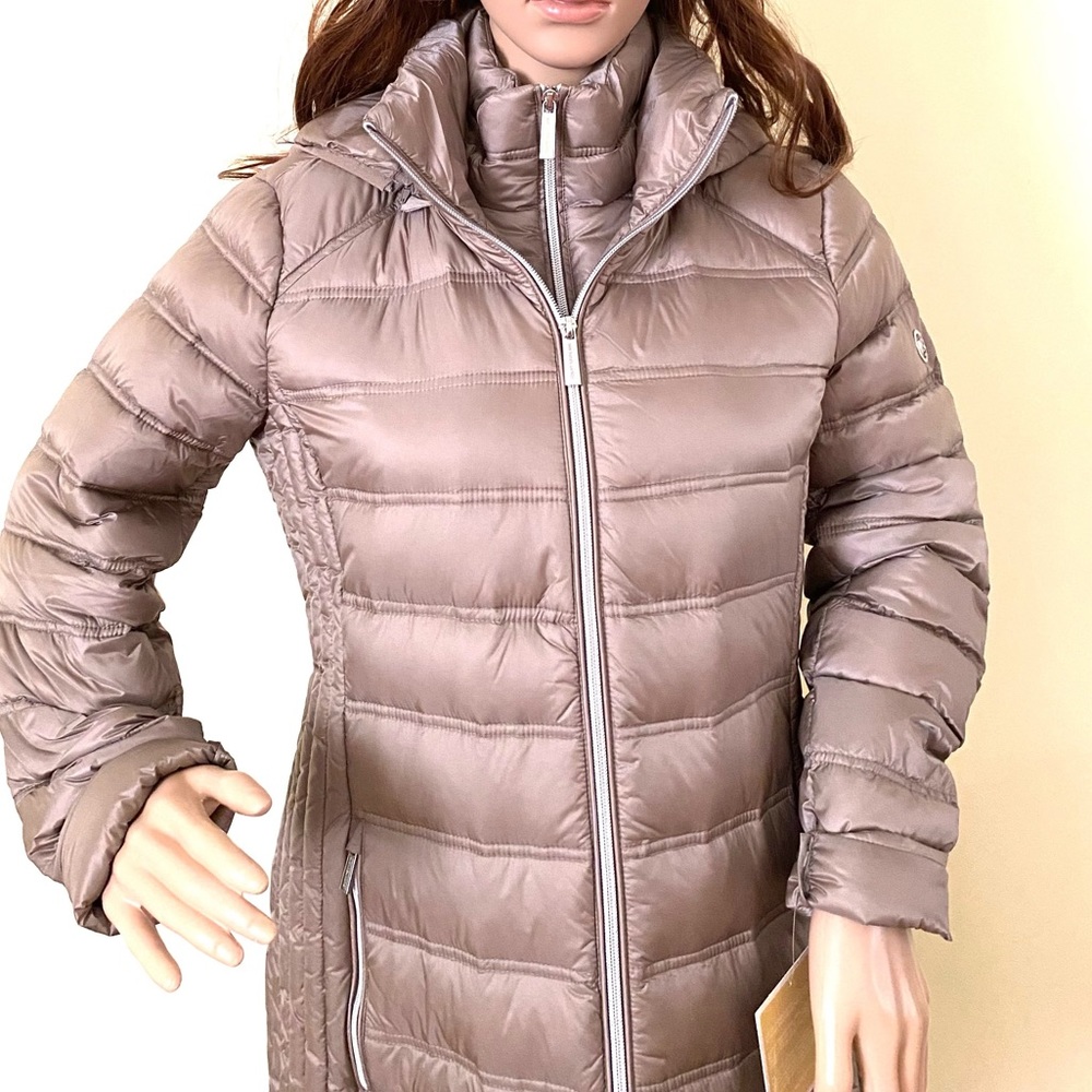 Michael Kors 🔥SALE!🔥 Hooded Packable Down Puffer Coat Taup 77T4377M82 - Picture 4 of 14